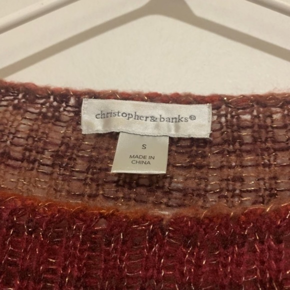 3/$30 Sheer light weight rust and tan neutrals with gold sweater - Picture 7 of 7